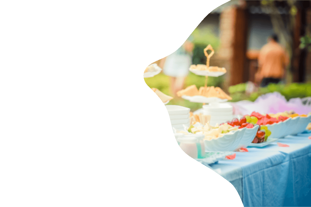 A colorful dessert buffet table.